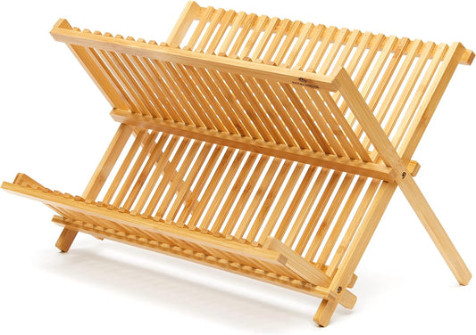 Collapsible Bamboo Dish Drying Rack — Dorm Essential