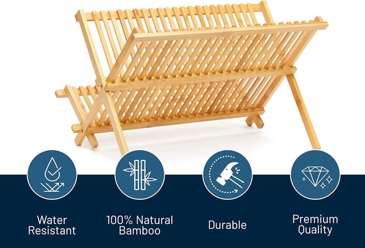 Collapsible Bamboo Dish Drying Rack — Dorm Essential